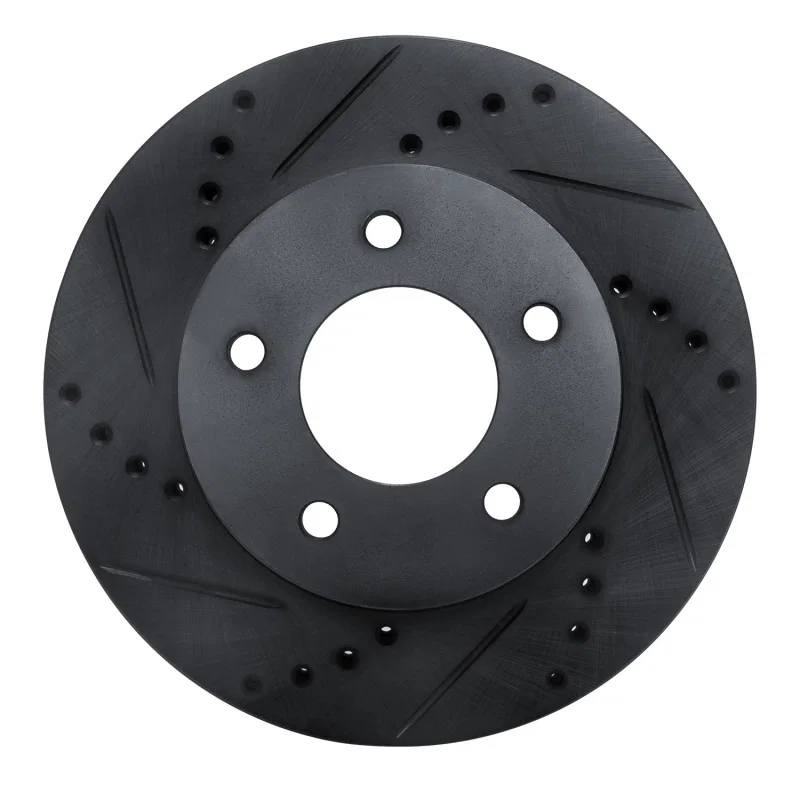 R1 Concepts 633-80063L, R1 96-98 Mazda MPV Front Left Drilled & Slotted Black Brake Rotor