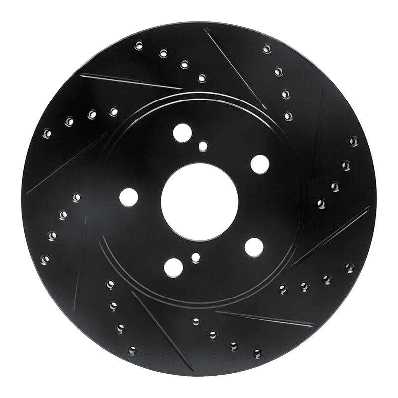 R1 Concepts 633-76075R, R1 02-15 Lexus ES300 Front Right Drilled & Slotted Black Brake Rotor
