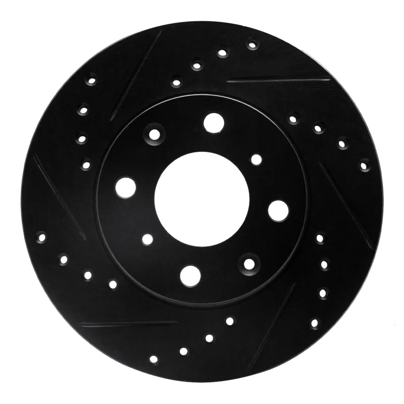 R1 Concepts 633-59011L, R1 84-90 Honda Accord Hatchback Front Left Drilled & Slotted Black Brake Rotor