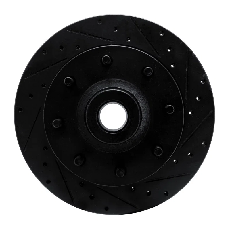 R1 Concepts 633-40059R, R1 78-97 Dodge B200 / B200 Van / B250 Front Right Drilled & Slotted Black Brake Rotor