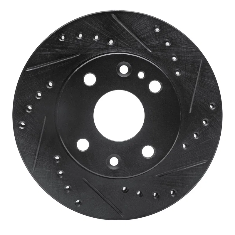 R1 Concepts 633-54004R, R1 94-97 Ford Aspire Front Right Drilled & Slotted Black Brake Rotor