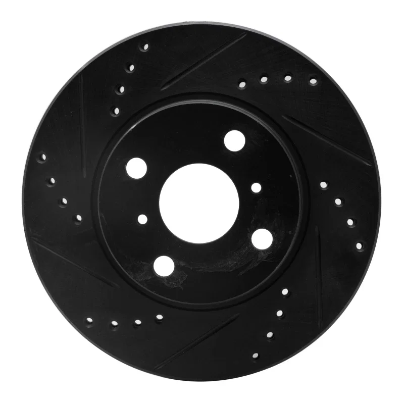 R1 Concepts 633-76078L, R1 06-19 Scion IQ Front Left Drilled & Slotted Black Brake Rotor
