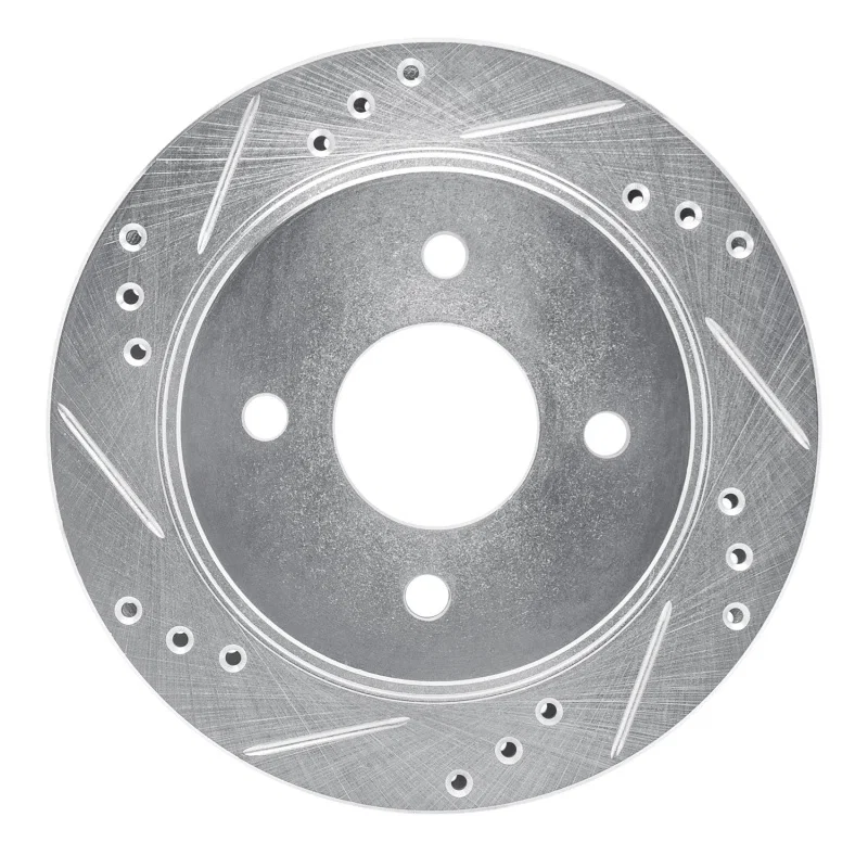 R1 Concepts 631-56014L, R1 95-04 Ford CONTOUR Rear Left Drilled & Slotted Silver Brake Rotor