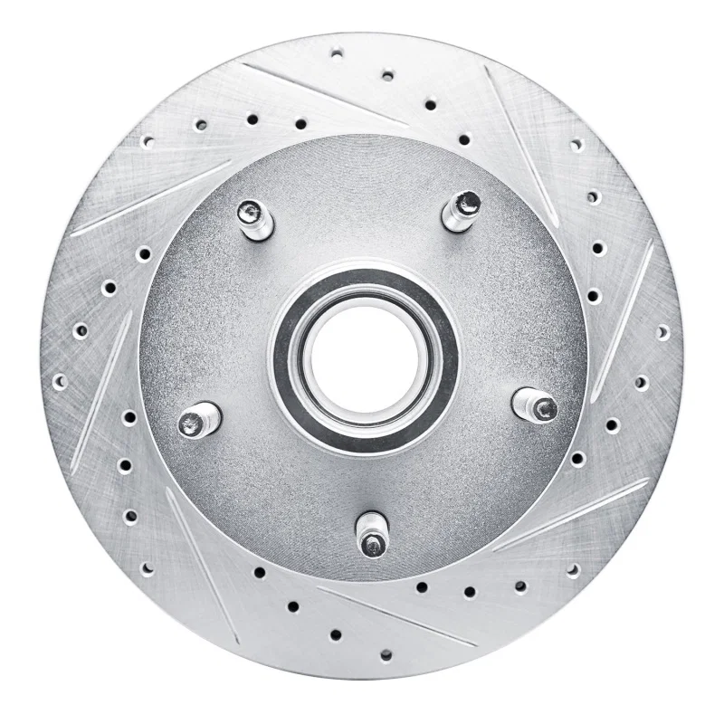 R1 Concepts 631-40076R, R1 94-99 Dodge Ram 1500 Pickup Front Right Drilled & Slotted Silver Brake Rotor
