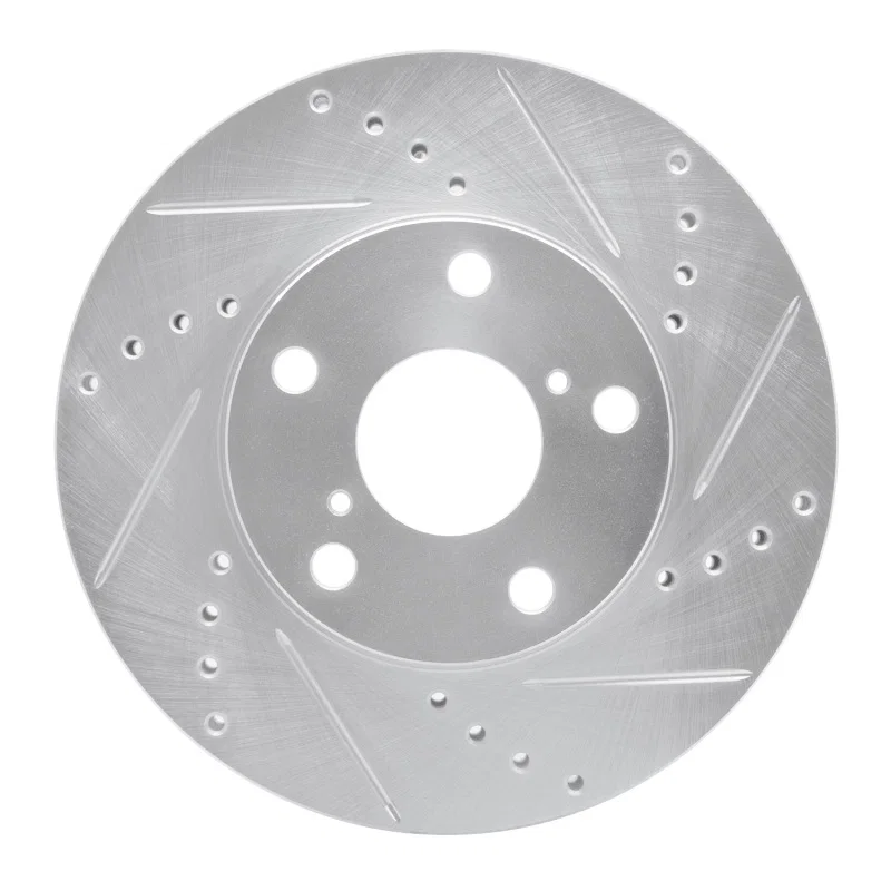 R1 Concepts 631-76125R, R1 01-05 Toyota RAV4 Front Right Drilled & Slotted Silver Brake Rotor