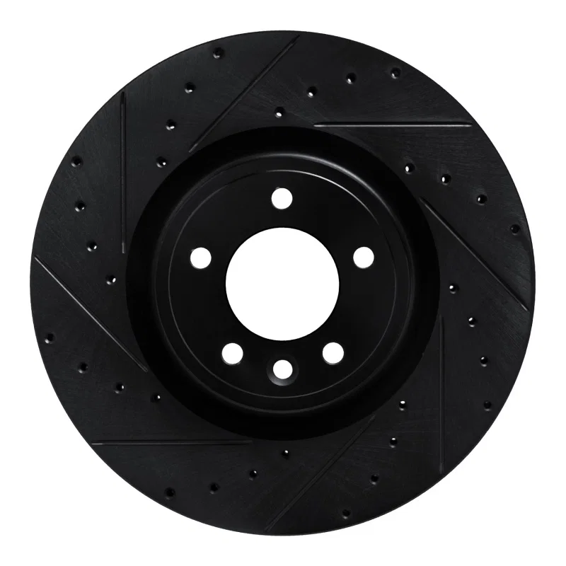 R1 Concepts 633-11032L, R1 18-24 Land Rover Discovery Front Left Drilled & Slotted Black Brake Rotor