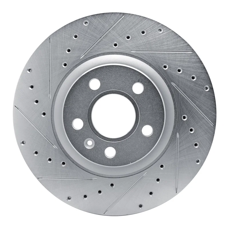 R1 Concepts 631-27059L, R1 17-25 Volvo V90 Front Left Drilled & Slotted Silver Brake Rotor