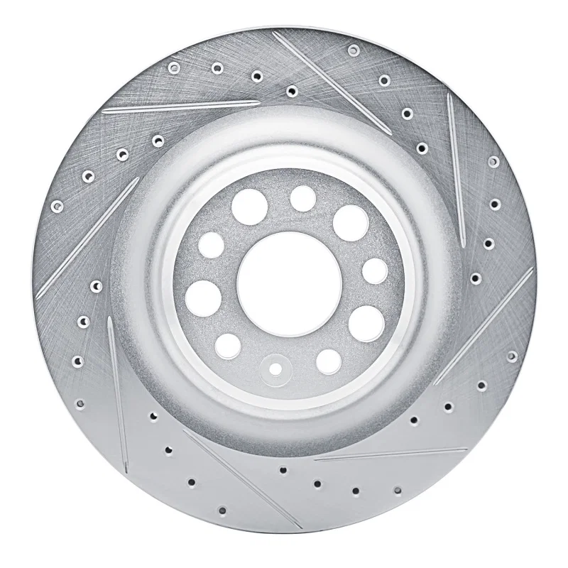 R1 Concepts 631-26010R, R1 21-25 Tesla Model S Rear Right Drilled & Slotted Silver Brake Rotor