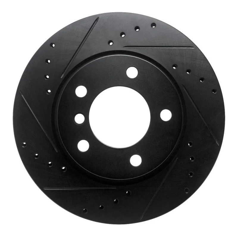 R1 Concepts 633-92046L, R1 05-07 BMW 120i (Mexico) Front Left Drilled & Slotted Black Brake Rotor