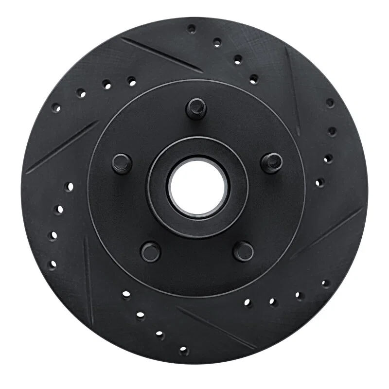 R1 Concepts 633-56004R, R1 72-73 Ford Gran Torino Front Right Drilled & Slotted Black Brake Rotor