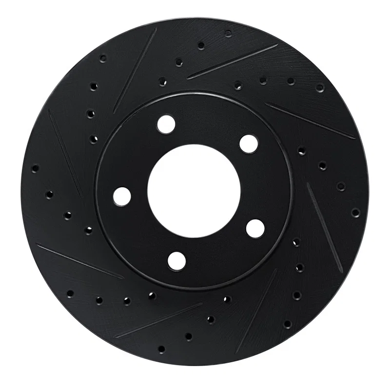 R1 Concepts 633-40066L, R1 87-90 Chrysler Town & Country Front Left Drilled & Slotted Black Brake Rotor