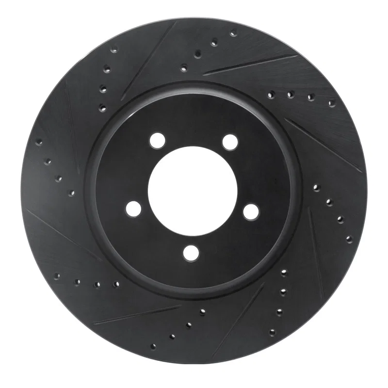 R1 Concepts 633-55007L, R1 03-05 Lincoln AVIATOR Front Left Drilled & Slotted Black Brake Rotor