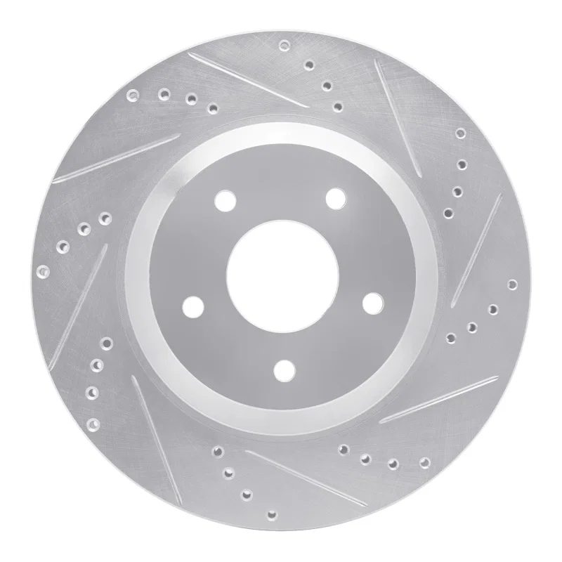 R1 Concepts 631-47023D, R1 88-96 Chevrolet Corvette Left Front Drilled & Slotted Silver Brake Rotor