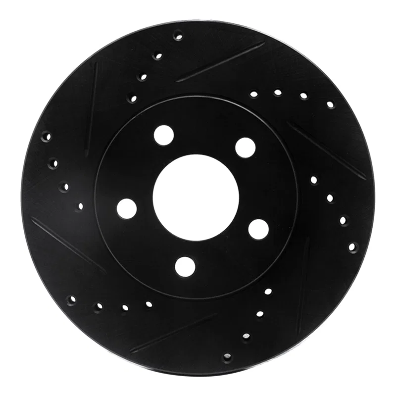 R1 Concepts 633-40020L, R1 00-05 Chrysler Neon Front Left Drilled & Slotted Black Brake Rotor