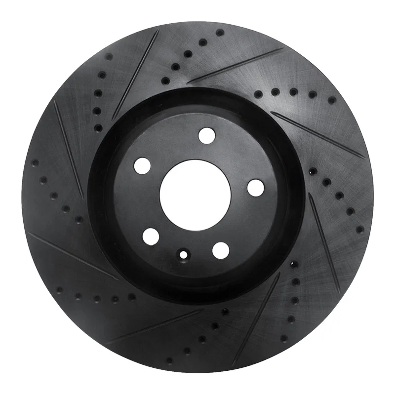 R1 Concepts 633-73054L, R1 08-11 Audi TT Quattro Front Left Drilled & Slotted Black Brake Rotor
