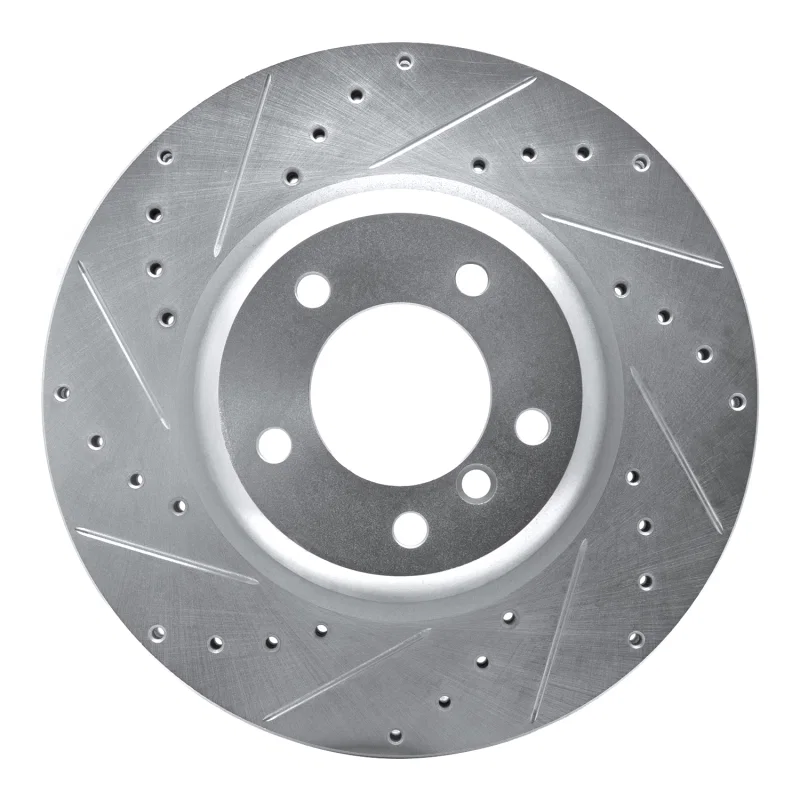 R1 Concepts 631-31085L, R1 06-13 BMW 135IS Front Left Drilled & Slotted Silver Brake Rotor