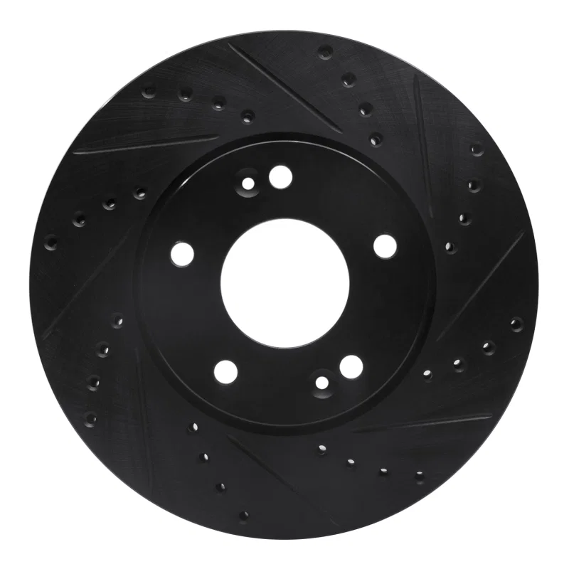 R1 Concepts 633-21009R, R1 07-10 Kia Rondo (Canada) Front Right Drilled & Slotted Black Brake Rotor