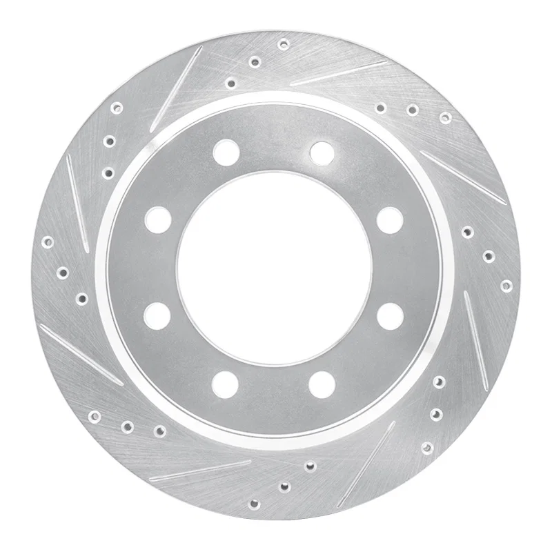 R1 Concepts 631-54208L, R1 08-25 Ford E-150 Rear Left Drilled & Slotted Silver Brake Rotor