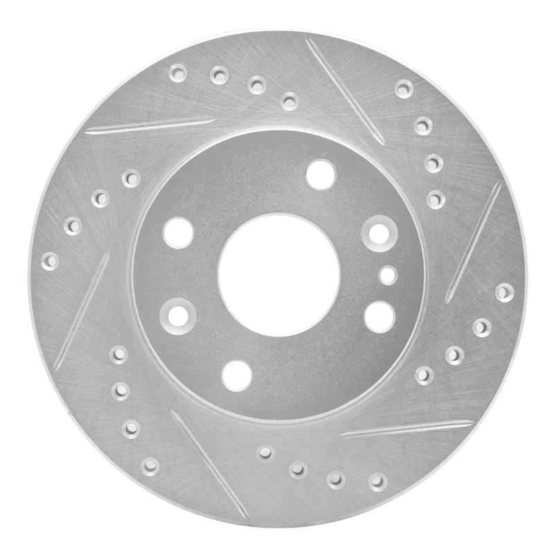 R1 Concepts 631-21000R, R1 94-02 Ford ASPIRE Front Right Drilled & Slotted Silver Brake Rotor