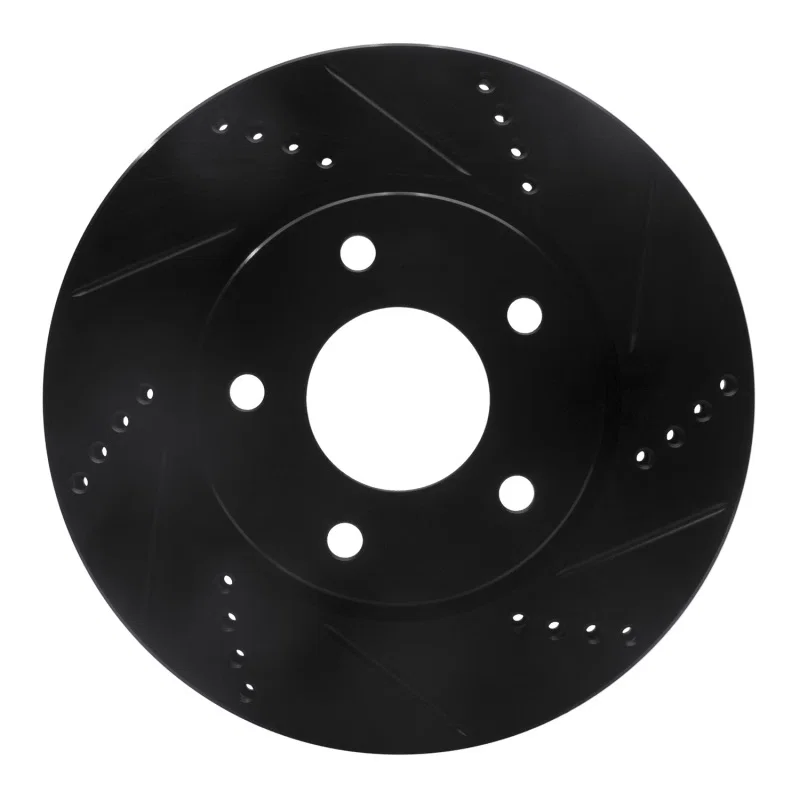 R1 Concepts 633-40024R, R1 07-17 Dodge CALIBER Front Right Drilled & Slotted Black Brake Rotor