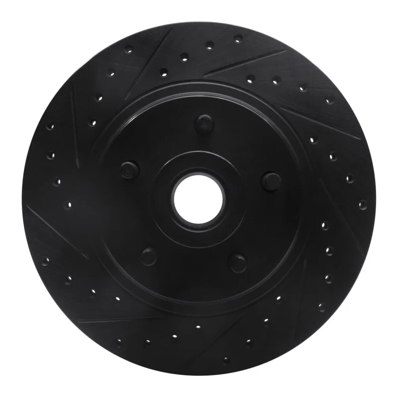 R1 Concepts 633-40003L, R1 76-81 Chrysler Newport Front Left Drilled & Slotted Black Brake Rotor