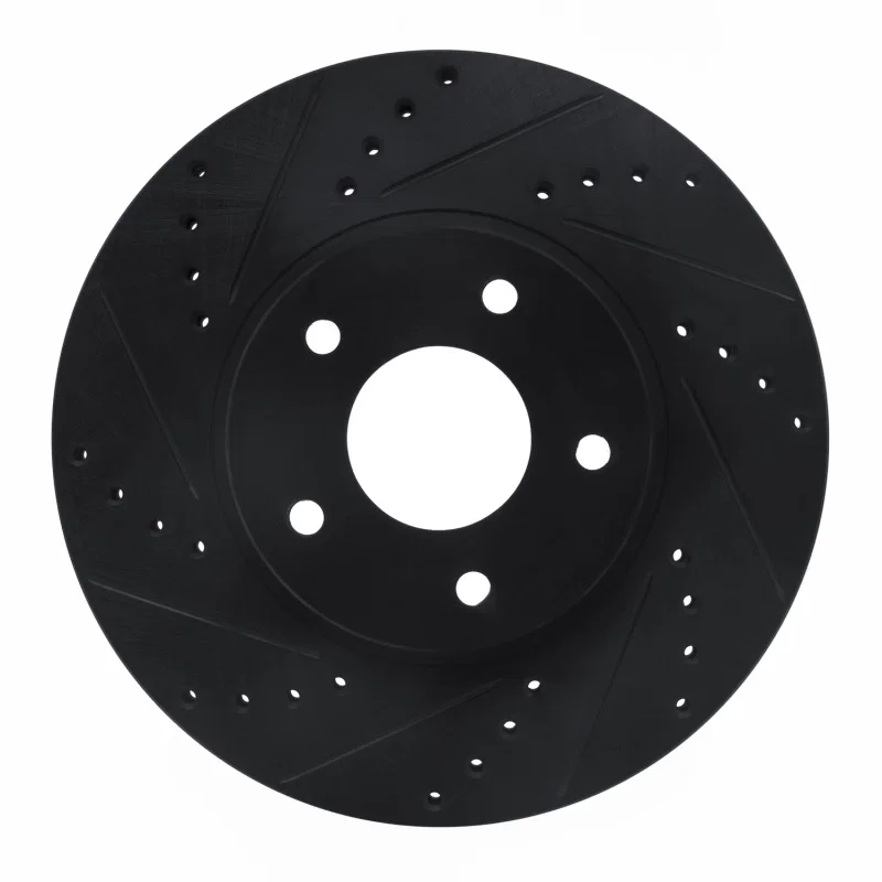 R1 Concepts 633-68005L, R1 97-01 Infiniti Q45 Front Left Drilled & Slotted Black Brake Rotor
