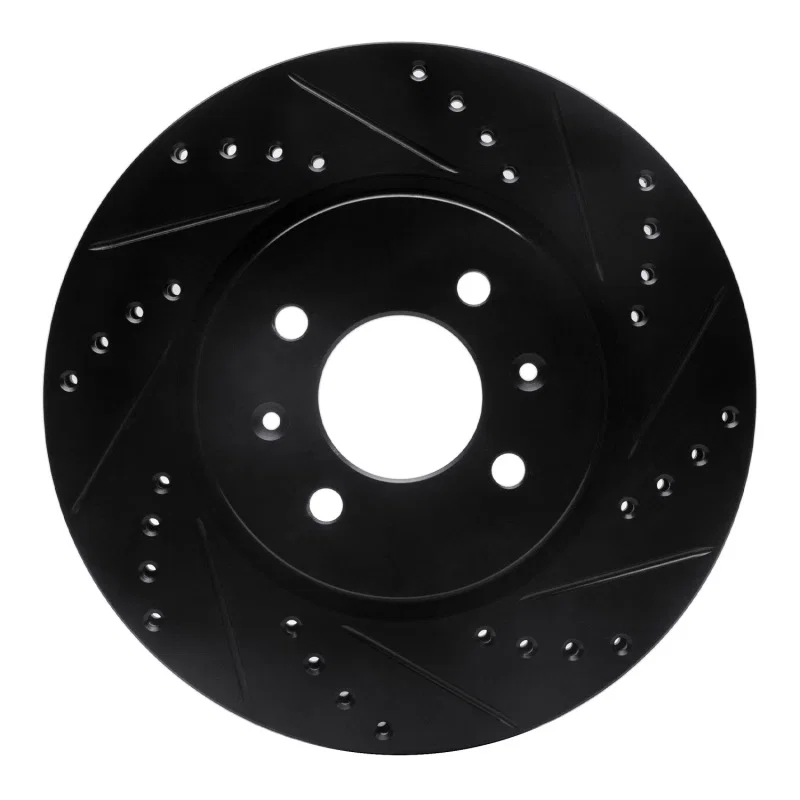 R1 Concepts 633-21015R, R1 12-23 Hyundai Accent Front Right Drilled & Slotted Black Brake Rotor
