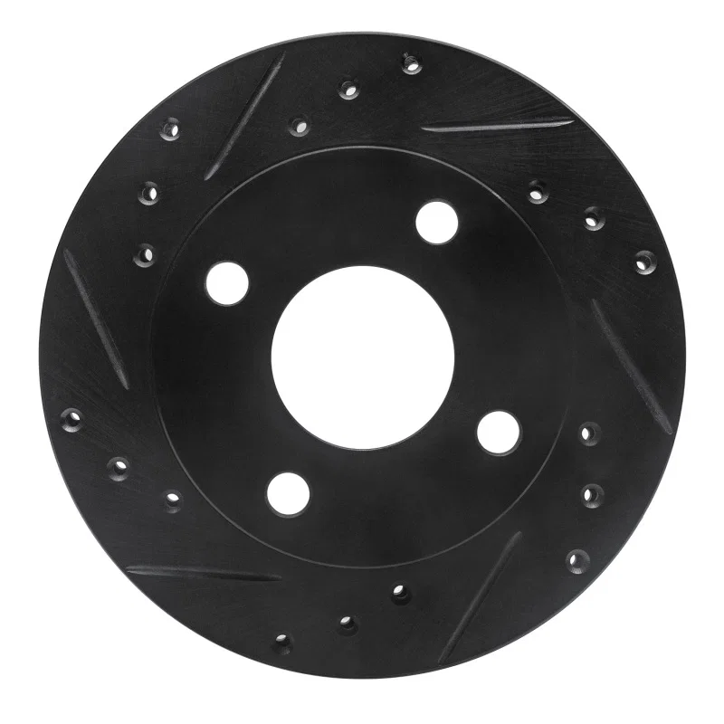 R1 Concepts 633-54007L, R1 81-94 Ford Escort Front Left Drilled & Slotted Black Brake Rotor