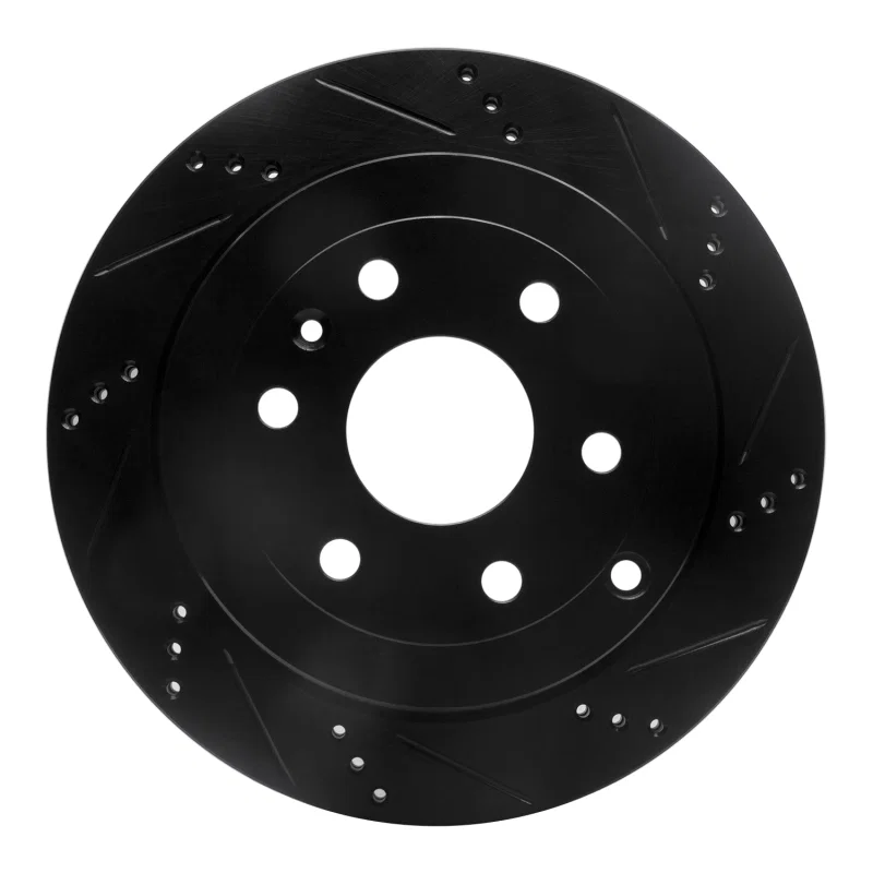 R1 Concepts 633-48055R, R1 07-17 Buick Enclave Rear Right Drilled & Slotted Black Brake Rotor
