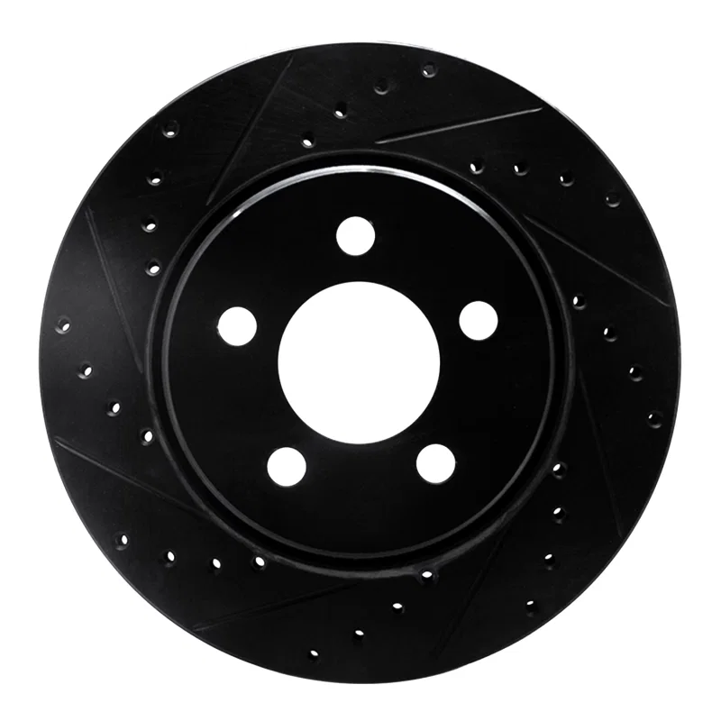 R1 Concepts 633-42020L, R1 07-12 Dodge Nitro Front Left Drilled & Slotted Black Brake Rotor