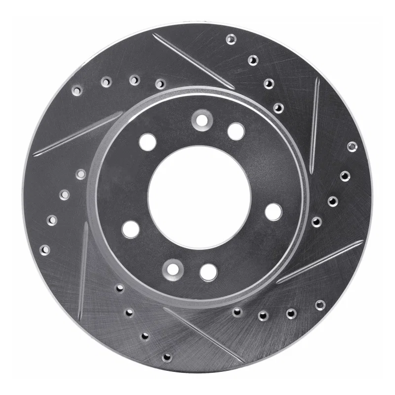 R1 Concepts 631-80013R, R1 86-91 Mazda RX-7 Front Right Drilled & Slotted Silver Brake Rotor