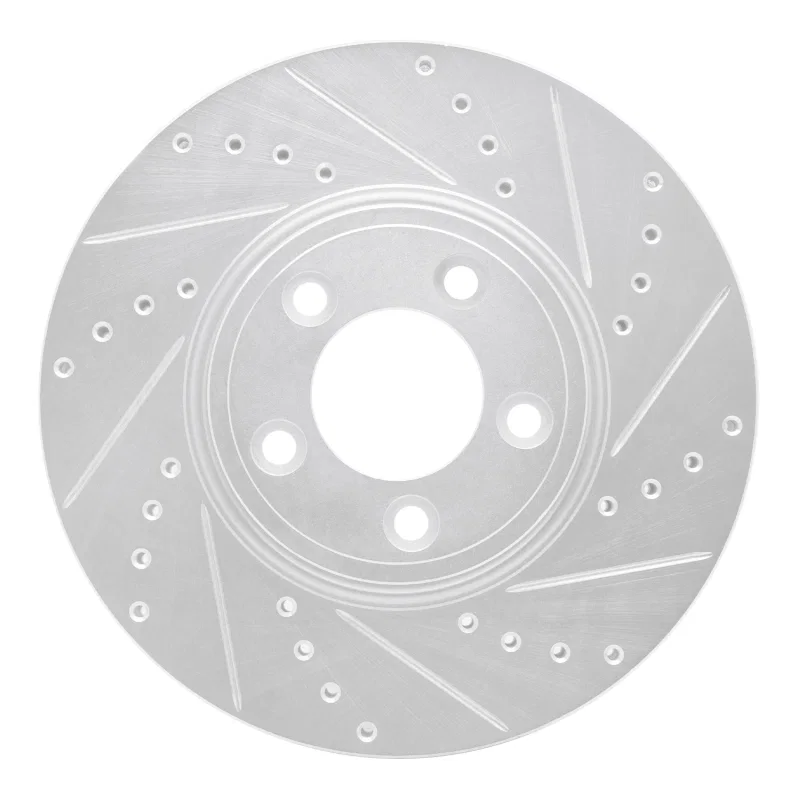 R1 Concepts 631-20025R, R1 06-08 Jaguar S-Type Front Right Drilled & Slotted Silver Brake Rotor