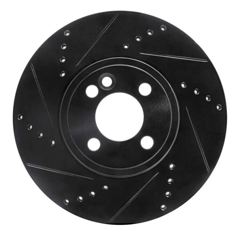R1 Concepts 633-32006L, R1 07-15 Mini Cooper (Excl Clubman) Front Left Drilled & Slotted Black Brake Rotor