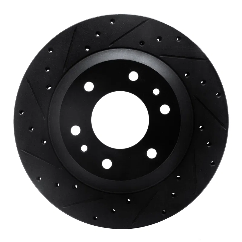R1 Concepts 633-48044L, R1 02-05 Buick Rainier Front Left Drilled & Slotted Black Brake Rotor