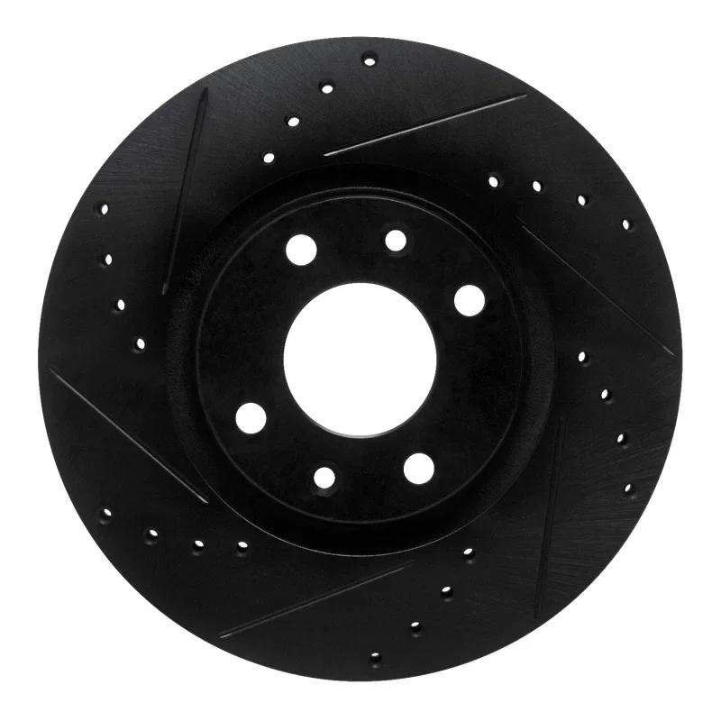 R1 Concepts 633-92090L, R1 03-25 Peugeot Partner (Mexico) Front Left Drilled & Slotted Black Brake Rotor