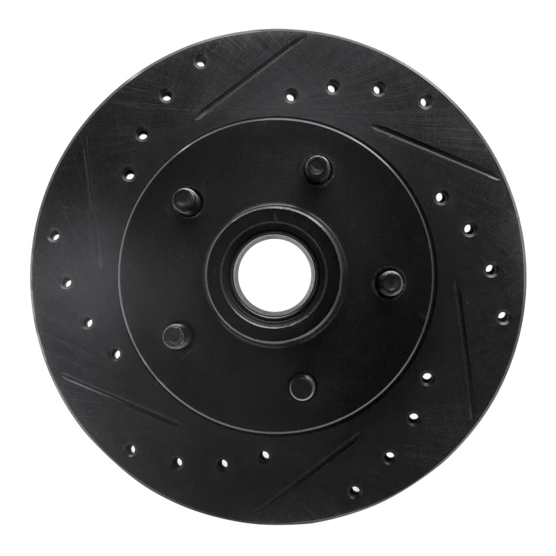R1 Concepts 633-54122L, R1 86-92 Ford Bronco II Front Left Drilled & Slotted Black Brake Rotor