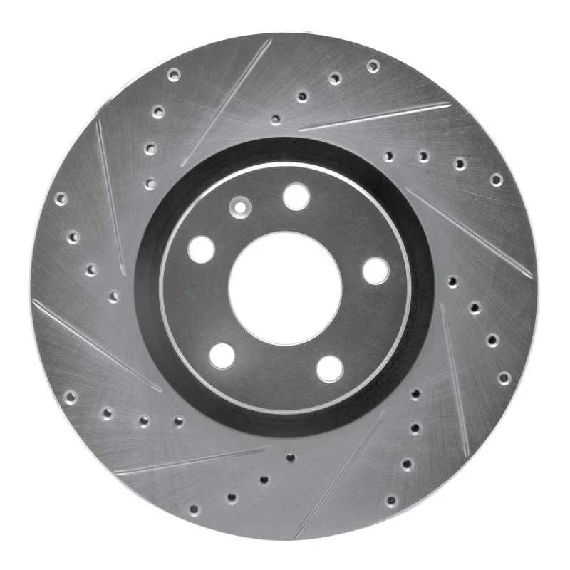 R1 Concepts 631-73047L, R1 05-11 Audi A6 (USA/Canada) Front Left Drilled & Slotted Silver Brake Rotor