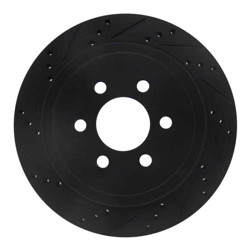 R1 Concepts 633-40101L, R1 03-03 Dodge Durango Rear Left Drilled & Slotted Black Brake Rotor