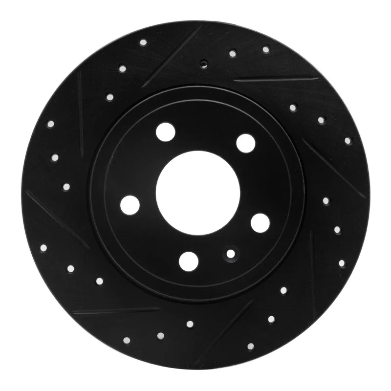 R1 Concepts 633-73037L, R1 00-09 Audi A4 Quattro Rear Left Drilled & Slotted Black Brake Rotor