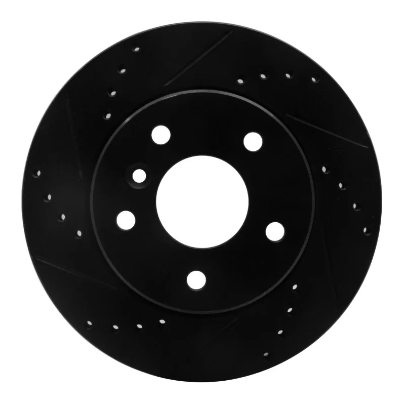 R1 Concepts 633-11005L, R1 99-04 Land Rover Discovery Front Left Drilled & Slotted Black Brake Rotor