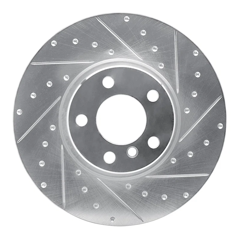 R1 Concepts 631-31160D, R1 16-18 BMW X4 Left Front Drilled & Slotted Silver Brake Rotor