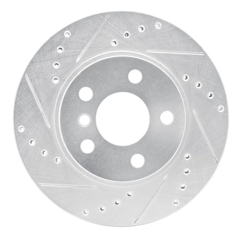 R1 Concepts 631-31123L, R1 14-21 BMW i3 Front Left Drilled & Slotted Silver Brake Rotor