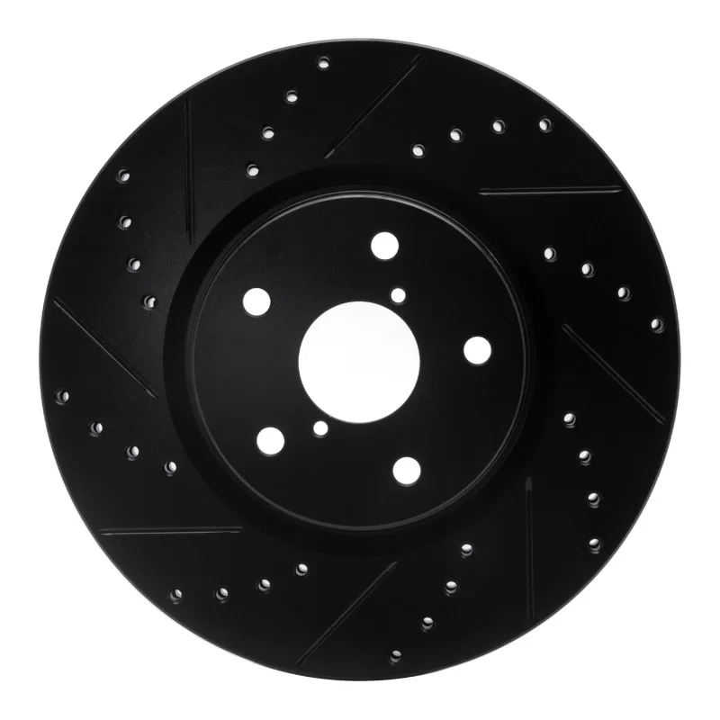R1 Concepts 633-13035L, R1 06-21 Subaru Tribeca Front Left Drilled & Slotted Black Brake Rotor