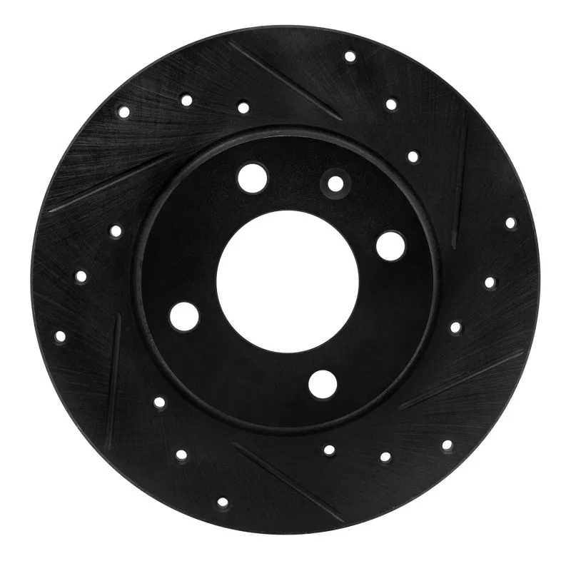 R1 Concepts 633-74000R, R1 73-05 Audi Fox Front Right Drilled & Slotted Black Brake Rotor