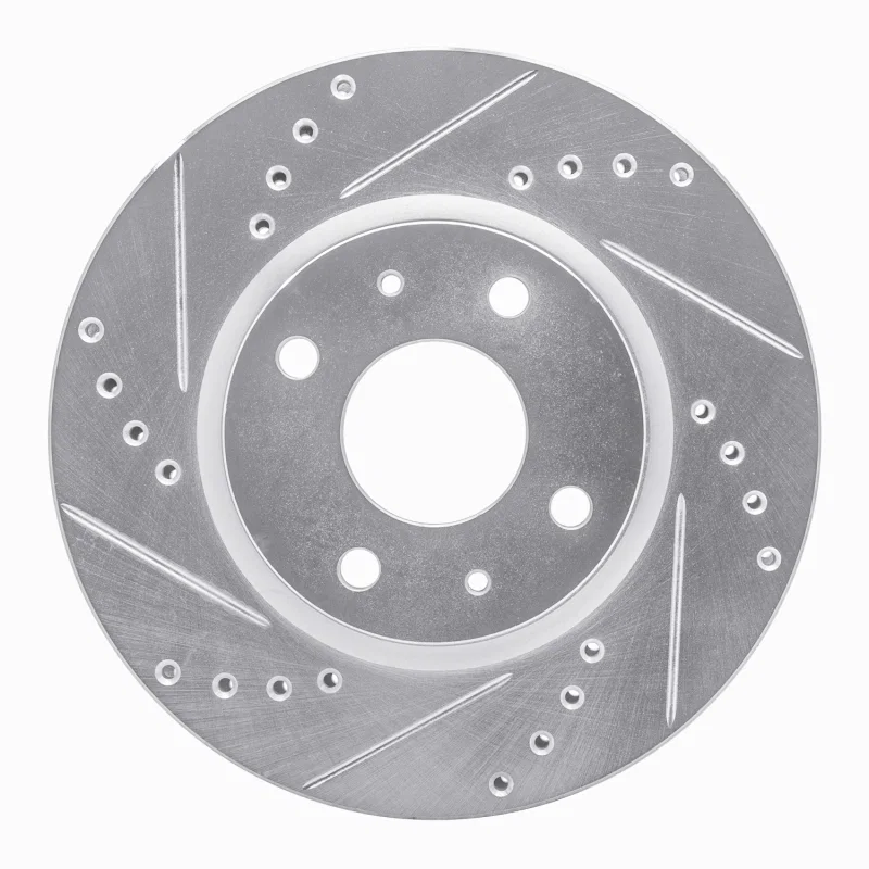R1 Concepts 631-37003L, R1 90-93 Asuna SUNFIRE Rear Left Drilled & Slotted Silver Brake Rotor