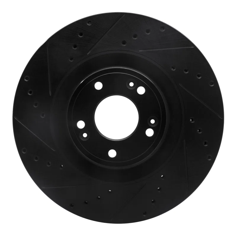 R1 Concepts 633-03036L, R1 11-17 Genesis G80 Front Left Drilled & Slotted Black Brake Rotor