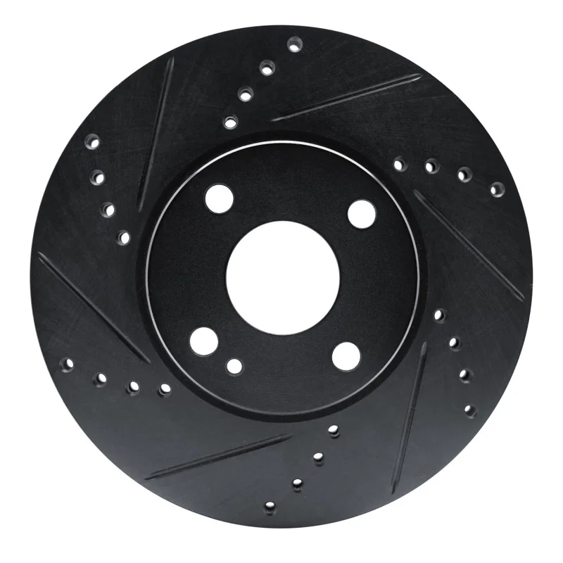 R1 Concepts 633-91003L, R1 16-25 Mazda 2 (Mexico) Front Left Drilled & Slotted Black Brake Rotor