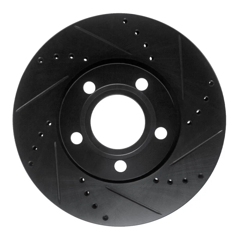 R1 Concepts 633-73008R, R1 85-91 Audi 5000S Front Right Drilled & Slotted Black Brake Rotor
