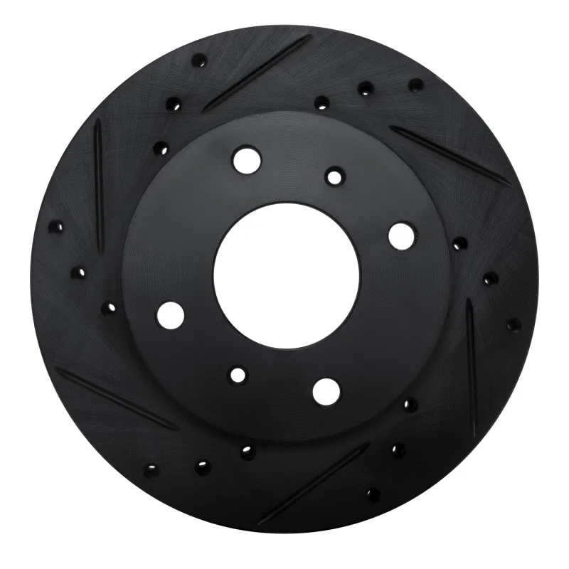 R1 Concepts 633-67022L, R1 85-89 Nissan STANZA Front Left Drilled & Slotted Black Brake Rotor