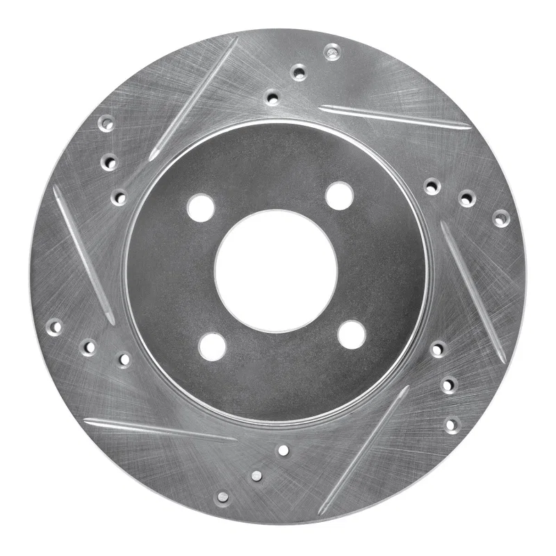 R1 Concepts 631-67065L, R1 11-25 Nissan Versa Front Left Drilled & Slotted Silver Brake Rotor